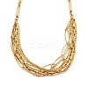304 Stainless Steel Multi Layerd Oval Bib Necklaces for Women NJEW-A032-09G-01-1