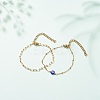 2Pcs 2 Style Brass Paperclip Chains & 304 Stainless Steel Satellite Chains Bracelets Set BJEW-JB08620-01-2