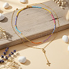 304 Stainless Steel Pendant Colorful Glass Beaded Double Layer Necklaces for Daily Wear WG8061-2-3