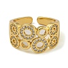 Round Brass Micro Pave Cubic Zirconia Wide Open Cuff Rings for Women RJEW-Z050-20G-2