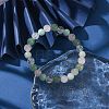 Natural Amazonite & Rose Quartz & Quartz Crystal & Green Aventurine Round Beaded Stretch Bracelets BJEW-JB10910-10-2