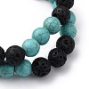 Synthetic Turquoise(Dyed)(Dyed) & Natural Lava Rock Beaded Stretch Bracelets Sets BJEW-JB05416-03-2