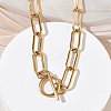 304 Stainless Steel Paperclip Chains Necklaces NJEW-Z102-02G-3