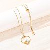 304 Stainless Steel with Polymer Clay Crystal Rhinestone Heart Pendant Necklaces for Women NJEW-A064-03G-3