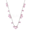 304 Stainless Steel Cubic Zirconia Teardrop & Flat Round Bib Ball Chain Necklaces for Women NJEW-F328-11P-08-1