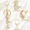 Alloy Rhinestone Butterfly with ABS Plastic Pearl Bead Pendant Decorations KEYC-YW00223-3