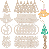 4 Sets 4 Styles Christmas Unfinished Wood Pendant Decorations WOOD-SC0001-87-1