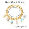 Beach Style Alloy Enamel & Plastic Pearl Charm Bracelets WG5E974-03-1