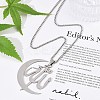 201 Stainless Steel Moon & Arabic Pendants Box Chain Necklaces for Women Men NJEW-R013-02P-2