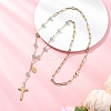Natural Green Aventurine Round Rosary Bead Necklaces NJEW-JN05574-03-2