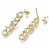 Brass Micro Pave Clear Cubic Zirconia Dangle Stud Earrings X-EJEW-N011-12G-NF-2