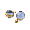 304 Stainless Steel Wrapped Dyed Natural Quartz Round Charms STAS-H235-01G-01-2
