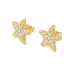 Starfish Brass Micro Pave Clear Cubic Zirconia Stud Earrings EJEW-Z144-19G-4