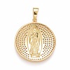 Rack Plating Brass Micro Pave Clear Cubic Zirconia Pendants KK-M229-01G-2