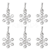 6Pcs 925 Sterling Silver Micro Pave Clear Cubic Zirconia Snowflake Charms PALLOY-WR00007-1