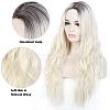 27.6 inch(70cm) Long Wavy Dark Roots Ombre Blonde Wigs OHAR-L010-005B-2