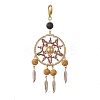 Woven Web/Net with Feather Glass Seed Beads Pendant Decorations HJEW-MZ00074-3
