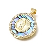 Brass Micro Pave Clear Cubic Zirconia Pendants CU-CBAF50C-01A-G-2