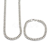 304 Stainless Steel Cuban Link Chain Bracelets & Necklaces Jewelry Sets SJEW-B019-03B-P-3