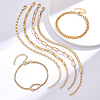 6Pcs 6 Styles Brass Chain Bracelets for Women BJEW-PH0004-50-4