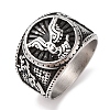 Viking 304 Stainless Steel Odin Raven Finger Rings RJEW-U005-11AS-1