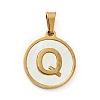 PVD Vacuum Plating 304 Stainless Steel with White Shell Pendants STAS-G268-01Q-G-2
