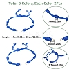 10Pcs 5 Colors Adjustable Braided Nylon Cord Link Bracelet Making AJEW-SC0002-18-2