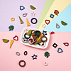 120Pcs 20 Style Painted Wood Pendants/Links/Cabochons/Bead WOOD-BT0001-05-4