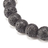 Natural Lava Rock & Alloy Round Beaded Stretch Bracelet BJEW-JB07897-01-4