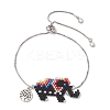 Elephant Glass Seed Beads Link Bracelets BJEW-MZ00067-01-1