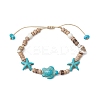 Ocean Theme Starfish Turtle Synthetic Turquoise & Coconut Braided Bead Bracelet Sets BJEW-JB11460-01-2