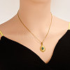304 Stainless Steel Pave Natural Paua Shell Teardrop Pendant Necklaces RV9484-3-2