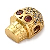 Skull Shape Rack Plating Brass with Cubic Zirconia Beads KK-S406-15G-2