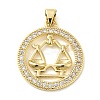Rack Plating Brass Micro Pave Cubic Zirconia Pendants KK-P241-01G-1