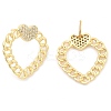 Rack Plating Brass Micro Pave Clear Cubic Zirconia Stud Earrings for Women EJEW-C125-18G-4