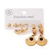 304 Stainless Steel Fan Stud & Hoop Earrring Set for Women LS-EJEW-U063-04G-1