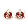 Rack Plating Alloy & Rhinestone & Enamel Pendants ENAM-T024-02A-G-1
