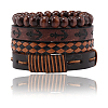 4Pcs 4 Styles PU Imitation Leather Braided Bracelets Sets BJEW-CL0001-13C-5