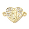 Rack Plating Brass Micro Pave Clear Cubic Zirconia Religion Heart Virgin Mary Connector Charms KK-L224-099G-05-1