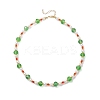 Christmas Theme Faceted Rondelle Glass & White Round ABS Plastic Imitation Pearl Beaded Necklaces for Women NJEW-JN05464-02-3