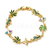 Ocean Theme Brass Cubic Zirconia with Enamel Link Bracelets for Women BJEW-F514-01B-G-4