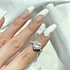 Rhodium Plated 925 Sterling Silver Finger Rings RJEW-A019-45B-01P-2