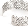 Non-Tarnish 304 Stainless Steel Hollow Leaf Open Cuff Bangles for Women BJEW-K241-03D-P-3