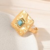 304 Stainless Steel & Synthetic Turquoise Cuff Rings GG-CBABFED-01G-3