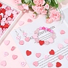 200Pcs 4 Colors Printed Valentine's Day Wood Beads WOOD-SC0001-96-4
