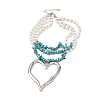 Boho Dyed Synthetic Turquoise Chip & Plastic Pearl Multi Layered Necklaces LS-NJEW-U006-04B-P-2