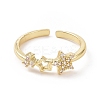 Clear Cubic Zirconia Hollow Out Star Open Cuff Ring RJEW-E072-23G-2