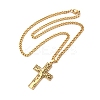 304 Stainless Steel Cross with Tree of Life Pendant Necklaces LS-NJEW-M197-02G-1
