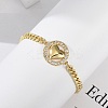 Brass Micro Pave Clear Cubic Zirconia Link Bracelets LS-BJEW-M050-03G-02-3