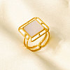304 Stainless Steel with Natural Shell Cuff Open Rings for Women CE2201-3-1
